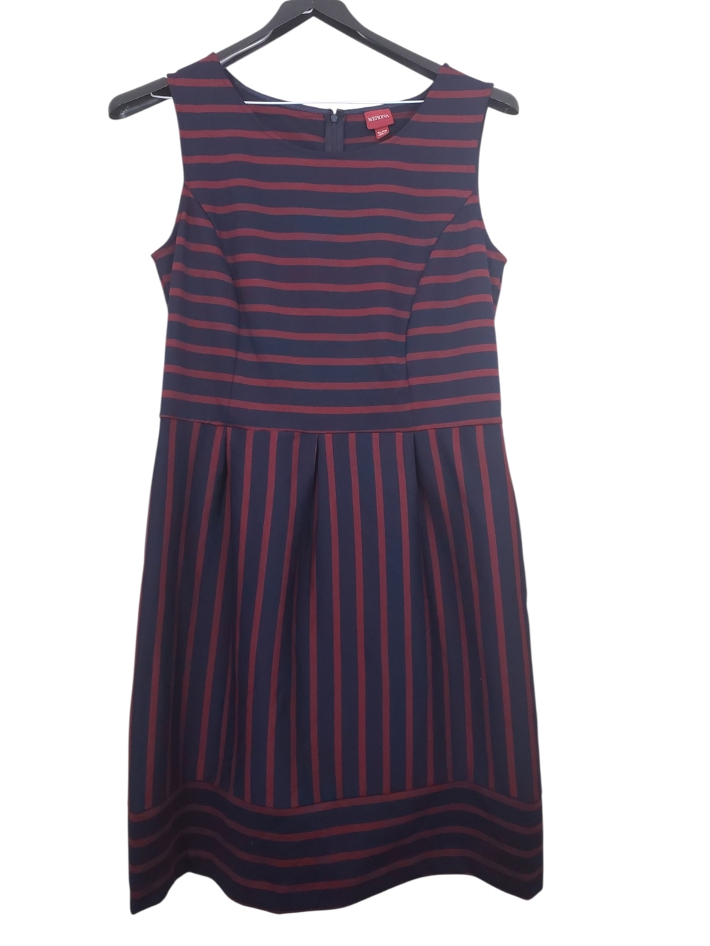 Merona Navy Blue and Red Striped Sleeveless Ponte Dress Size XL